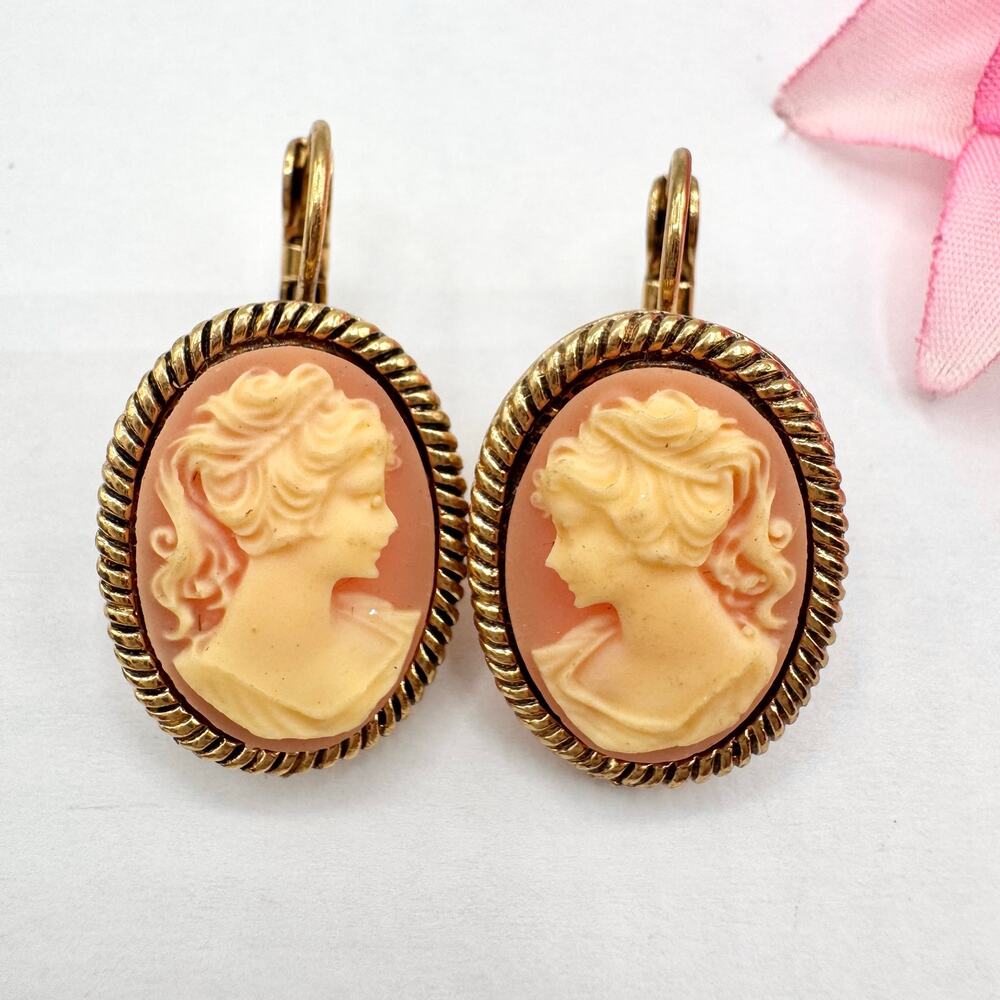 Vintage Cameo Earrings Bridgerton Victorian Revival Coquette Dark Academia Goth